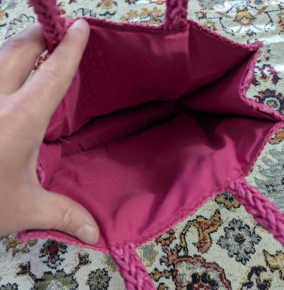 Juicy Couture Pink Crochet Tote Bag with Embroidered Logo